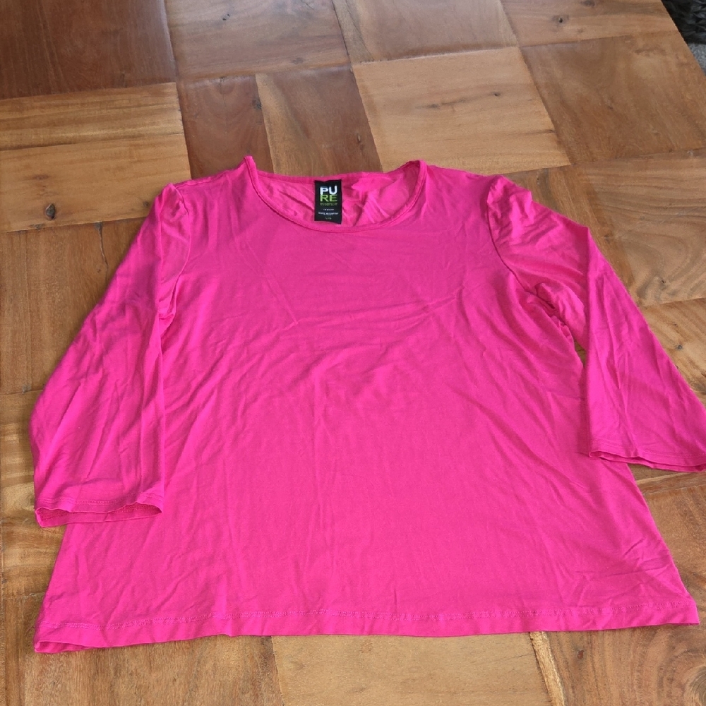 PURE Essence Vibrant Pink 3/4 Length Sleeve Top